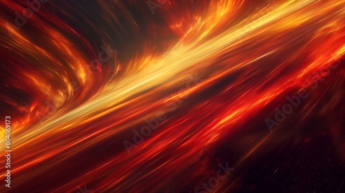 A fiery abstract vista, where streaks of red, orange, and yellow blend and clash like celestial bodies in a nebula, set against the infinite darkness of space.