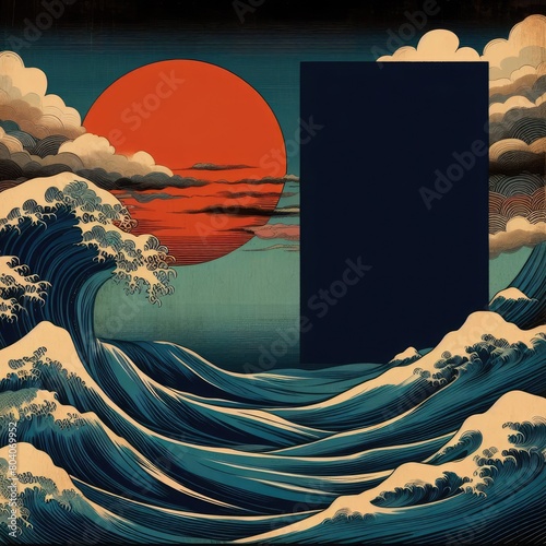 The Great Sea Wave in ukiyoe style with Generative AI.