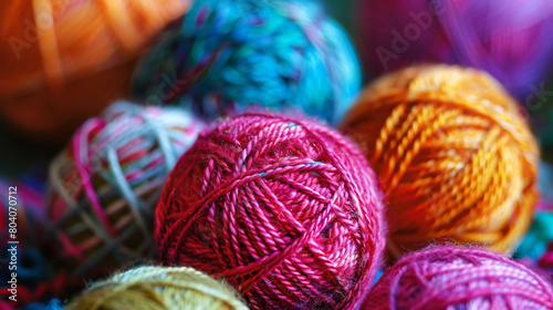 Balls of knitting yarn closeup