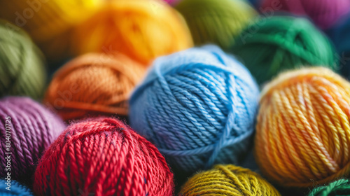 Balls of knitting yarn closeup