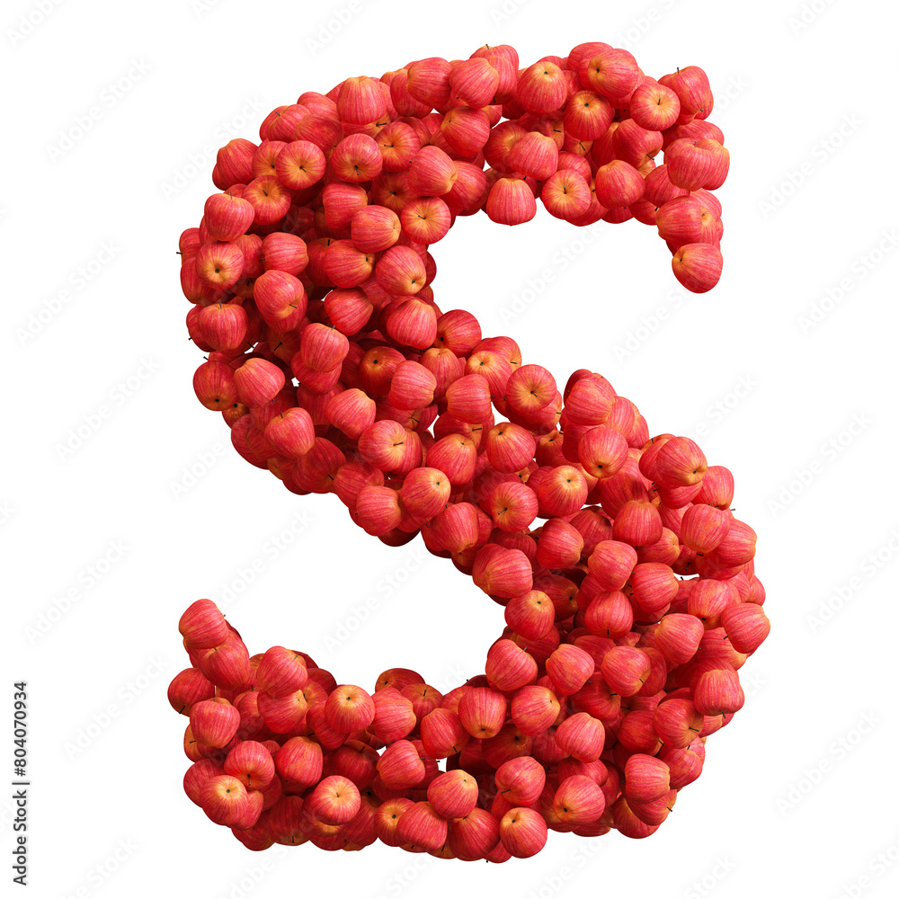 Alphabet made of red apples, letter s Alphabet made of red apples, letter s