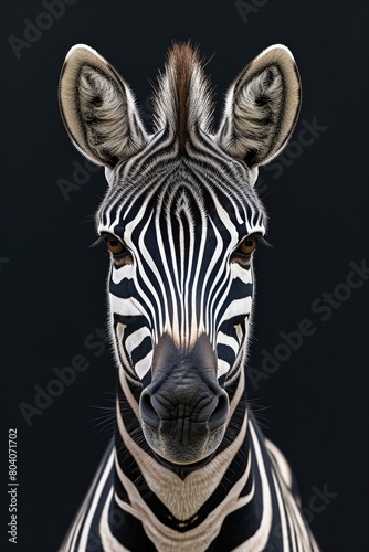 Focused Frontal View  Zebra Portrait from the Front         