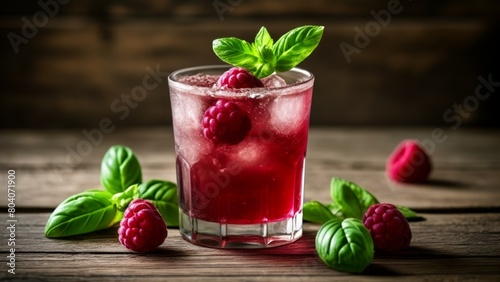  Refreshing summer cocktail with raspberries and basil