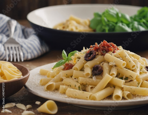 Un'ode alla cucina italiana: il piatto di pasta incanta con la sua semplice ma straordinaria bontà. photo
