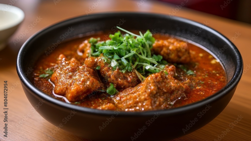 Deliciously spiced meat stew in a bowl Deliciously spiced meat stew in a bowl