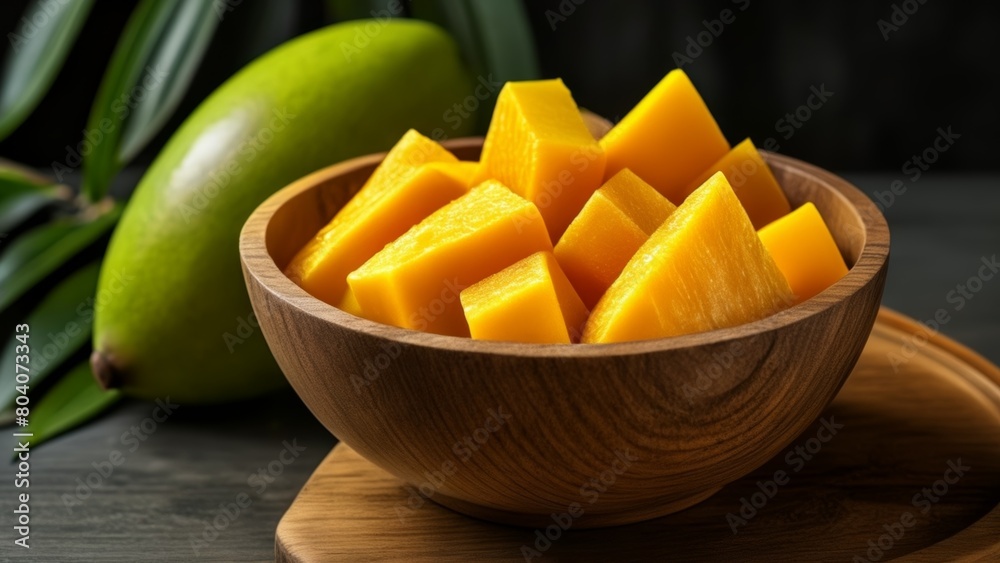 Freshly sliced mango ready to enjoy Freshly sliced mango ready to enjoy