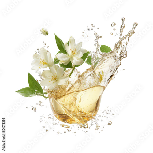 Jasmine Tea Splash isolated on transparent png background. Generative ai