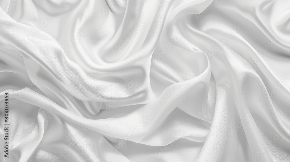 White silk satin fabric background with soft folds White silk satin fabric background with soft folds