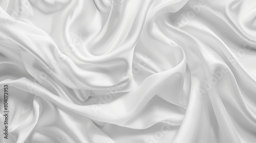 White silk satin fabric background with soft folds