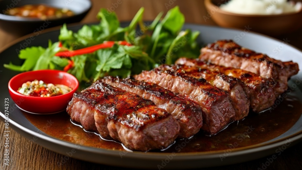 Deliciously grilled steak ready to be savored