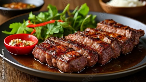  Deliciously grilled steak ready to be savored