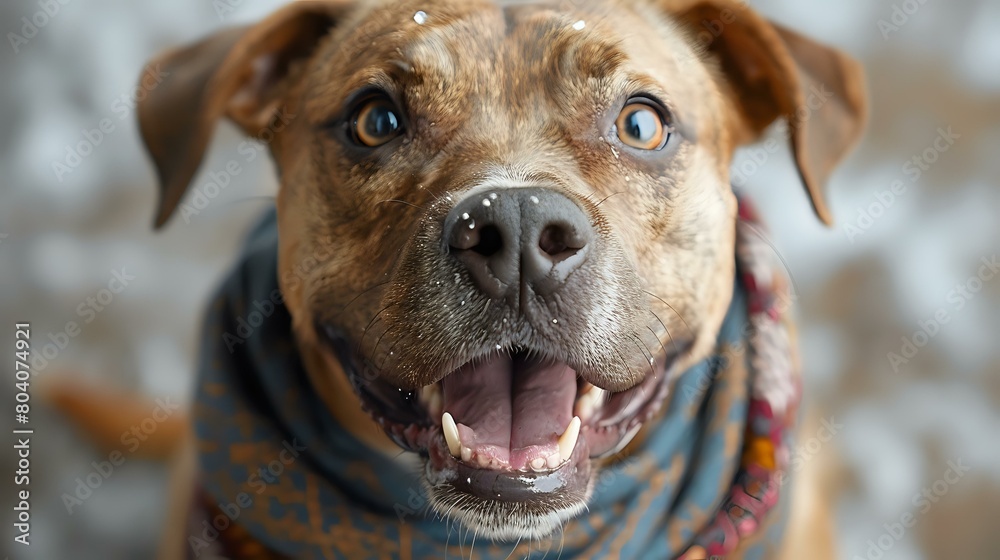 Patriotic Pup: Close-Up of a Pitbull with a Patriotic Garment and Gentle Lighting Patriotic Pup: Close-Up of a Pitbull with a Patriotic Garment and Gentle Lighting