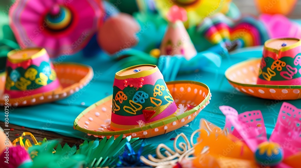 Capturing the Spirit of Cinco de Mayo,vibrant Fiesta Cinco De Mayo,Mexican color full hat.