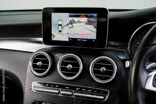 Rear view monitor for reversing system Car display and rear view camera parking assistant car navigation.	