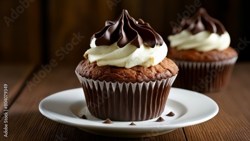  Deliciously decadent chocolate cupcakes with whipped cream and chocolate drizzle