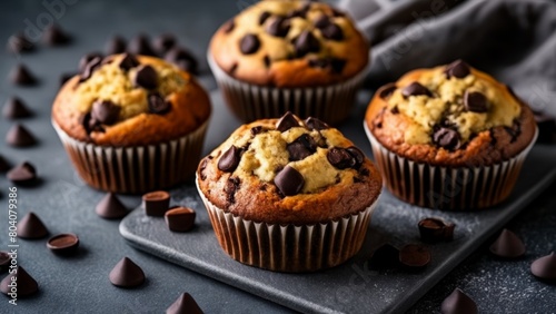  Delicious chocolate chip muffins ready to be enjoyed