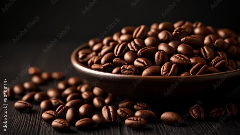 Aromatic coffee beans in a bowl ready for brewing Aromatic coffee beans in a bowl ready for brewing