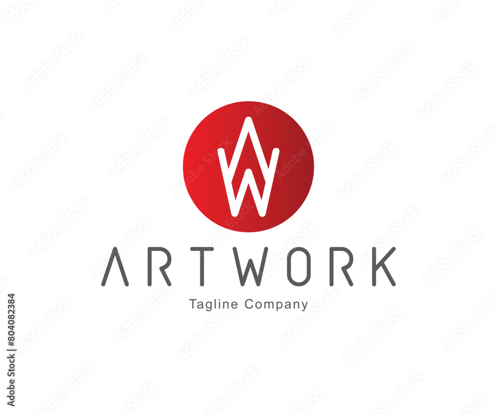Artwork from letter A and W logo icon design illustration