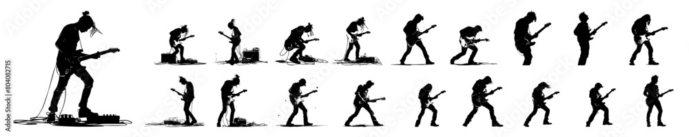 Fototapeta premium Dynamic Guitarist Illustrations Bundle