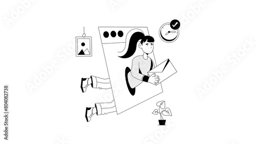 Remote Job Illustration Set. Animated scene. Millennial work style, freedom, digital nomad.