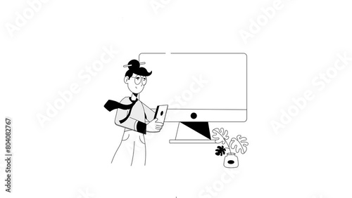 Remote Job Illustration Set. Animated scene. Millennial work style, freedom, digital nomad.