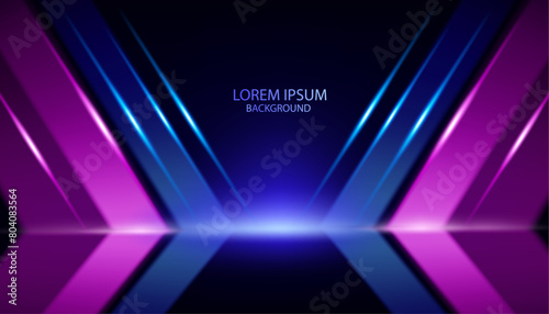 vector illustration modern and creative glowing light lines and rays dark luxury backdrop template, blue and pink color abstract digital banner and card design.