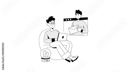 Remote Job Illustration Set. Animated scene. Millennial work style, freedom, digital nomad.
