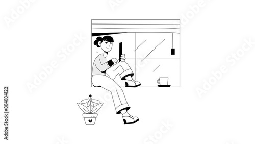 Remote Job Illustration Set. Animated scene. Millennial work style, freedom, digital nomad.