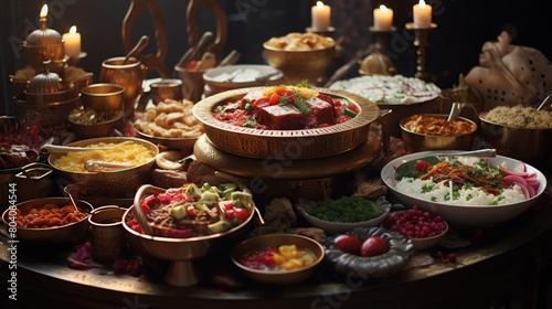 Catering specialties for the Eid al-Adha and holiday celebration with different food.