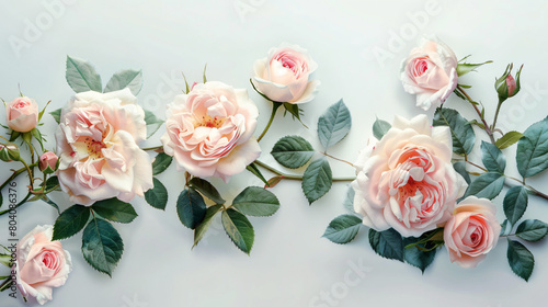 Beautiful pink roses on white background © Little
