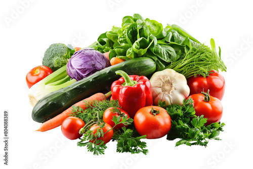 pile of various types of vegetables, on a transparent background
