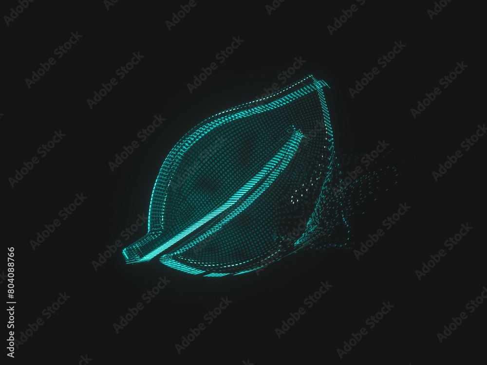 Green technology background with leaf icon. Hologram. 3d rendering Green technology background with leaf icon. Hologram. 3d rendering