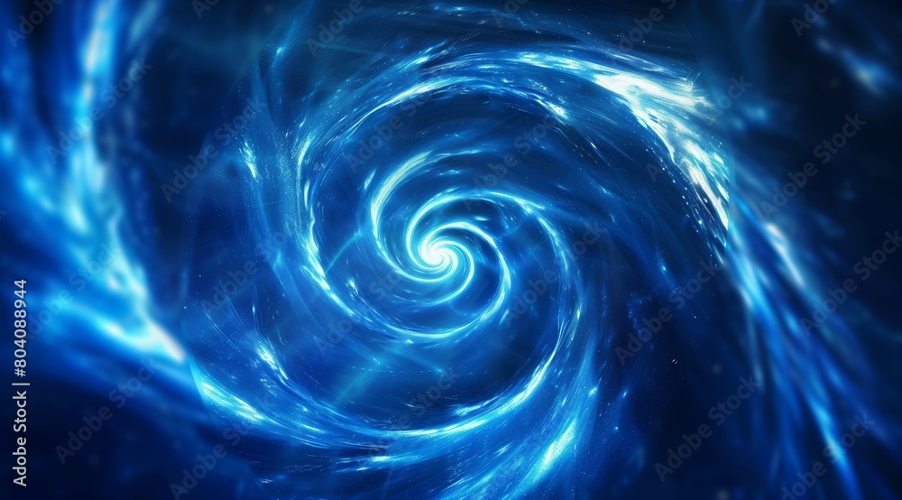 Obraz premium abstract blue background with dynamic swirl or vortex, spiral and curve motion wallpaper, cosmic time warp