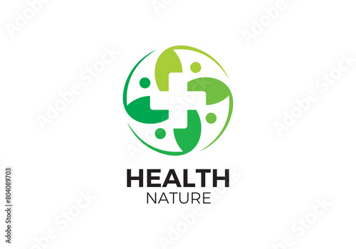 nature health care logo. leaf circle combination symbol vector design