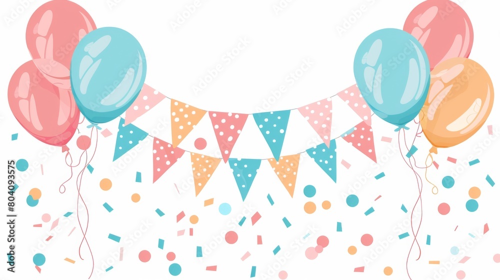 abstract flat illustration of a party banner with balloons