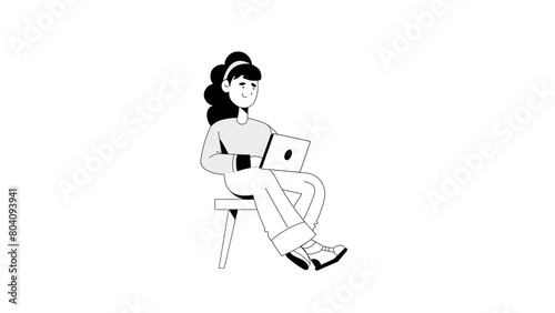 Remote Job Illustration Set. Animated scene. Millennial work style, freedom, digital nomad.