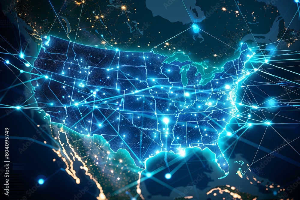 A Networked Vision: USA Digital Map Showcasing Modern Connectivity