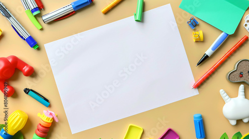 Blank paper sheets with felttip pens sticky notes and