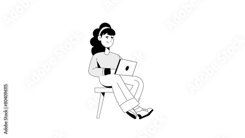 Remote Job Illustration Set. Animated scene. Millennial work style, freedom, digital nomad.