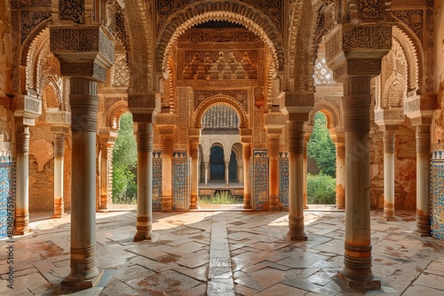 Opulent Palace  Gleaming Mosaics and Intricate Carvings