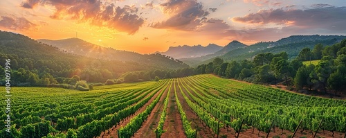 Vineyard in the wine region of the Penedes designation of origin in the province of Barcelona in Catalonia Spain photo