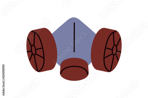 Respirator mask for respiratory safety. Workers face protection equipment with air filter. Professional protective work PPE for nose and mouth. Flat vector illustration isolated on white background