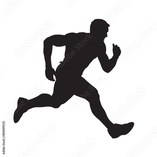 Vector silhouette of a male athlete running. Flat cutout icon of a sports person