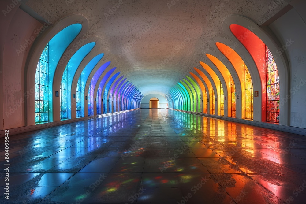 Pyramidal Luminous Art Gallery: Dynamic Colorful Panels for Immersive Visitor Experience