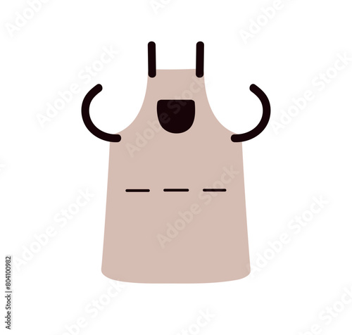 Workers protective apron with pocket. Industrial workwear. Industry PPE, clothing for safety, protection work wear, garment, professional uniform. Flat vector illustration isolated on white background