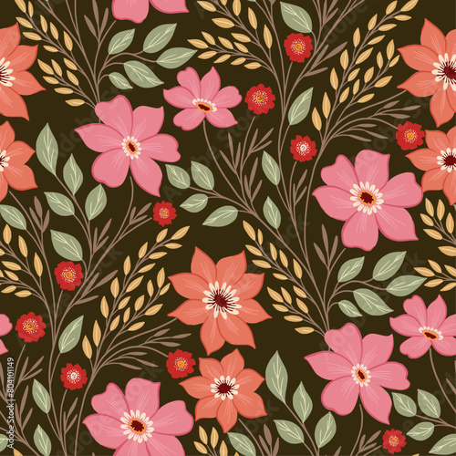 Beautiful swirly vines and florals allover pattern