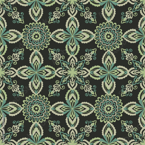 Green geometrical tile vintage style pattern
