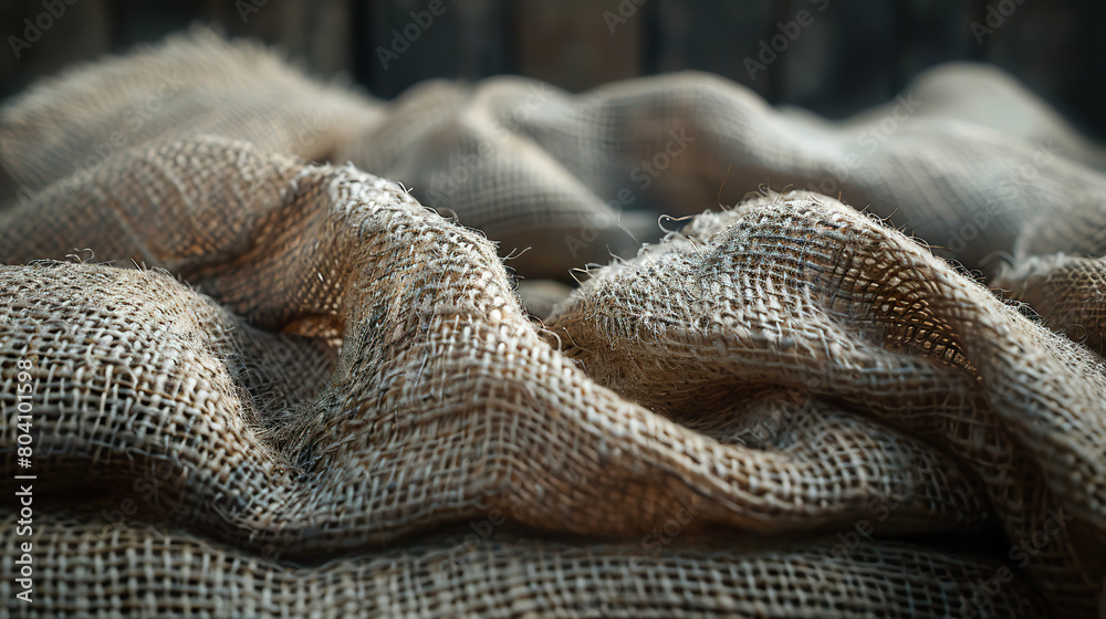 A piece of burlap fabric with a rough texture. Generated by AI A piece of burlap fabric with a rough texture. Generated by AI