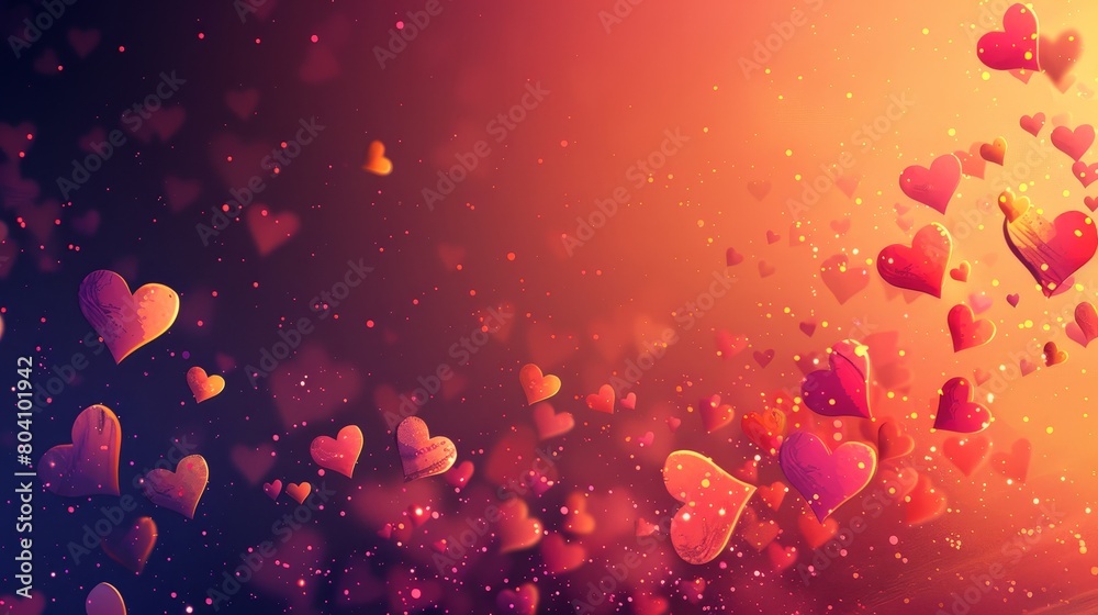 A romantic Valentines Day background with red and pink hearts