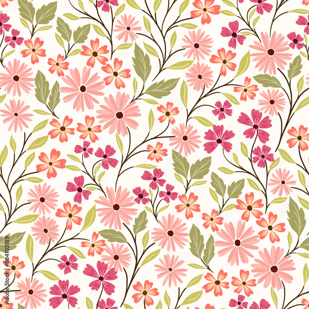 Beautiful pastel daisies bloom overall pattern